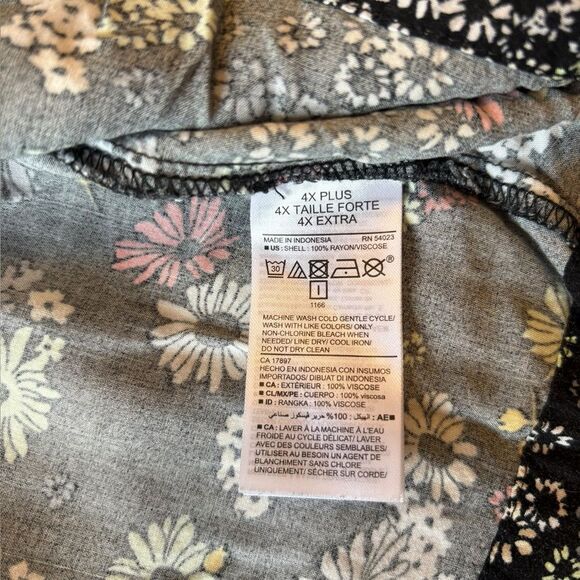 Old Navy Floral Mini Dress Black Pink White Drawstring Waist Womens Plus Size 4X - Picture 6 of 8